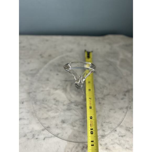 Vintage Tidbit 11” Serving Tray Dish Etched Glass Handle Floral Scallop Trim - Picture 3 of 16